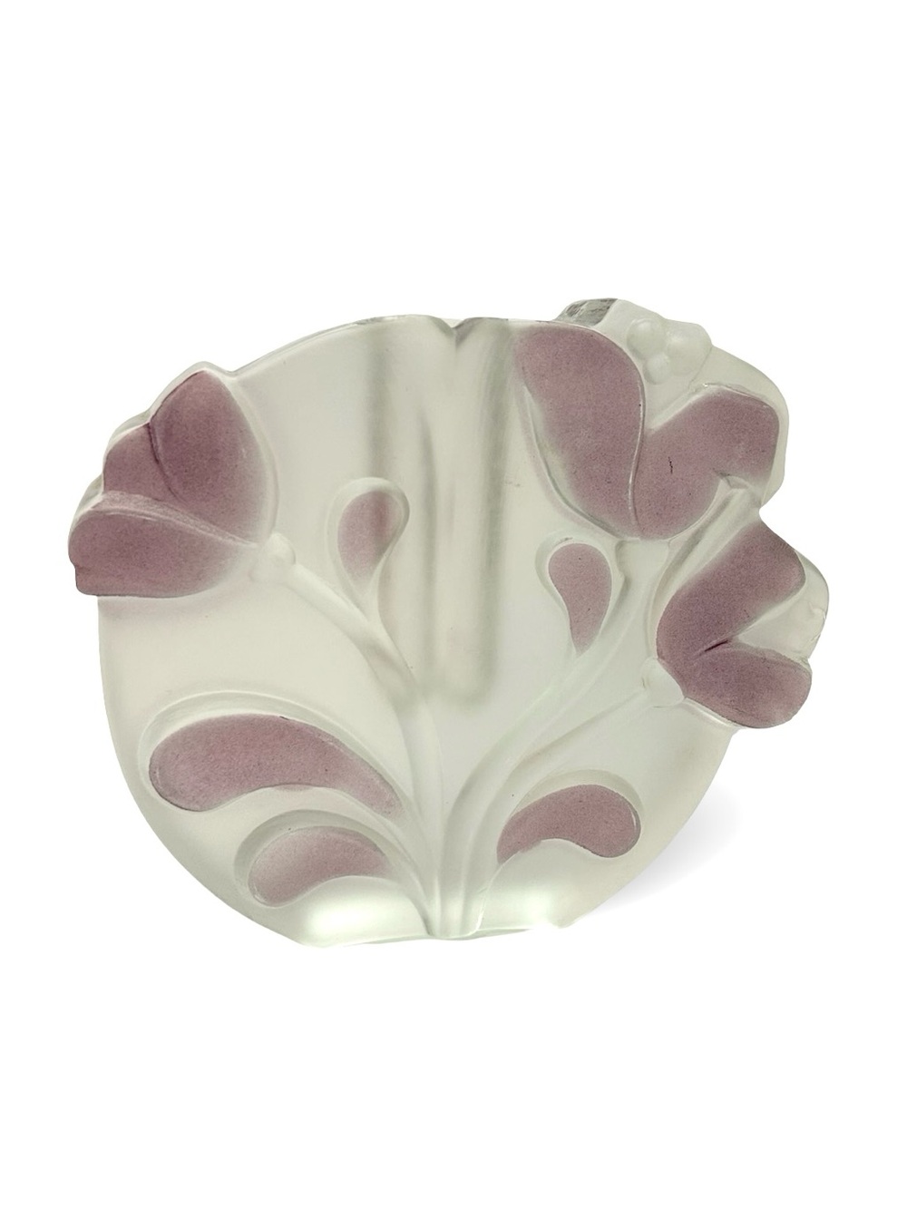 Vintage Walther Frosted Glass Bud Vase with Pink Floral Design - Germany